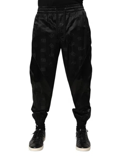 Dolce & Gabbana Black Logo Dg Print Men Jogger Sweatpants Pants