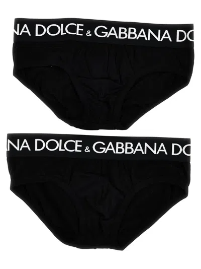 DOLCE & GABBANA BLACK LOGO ELASTIC BRIEFS
