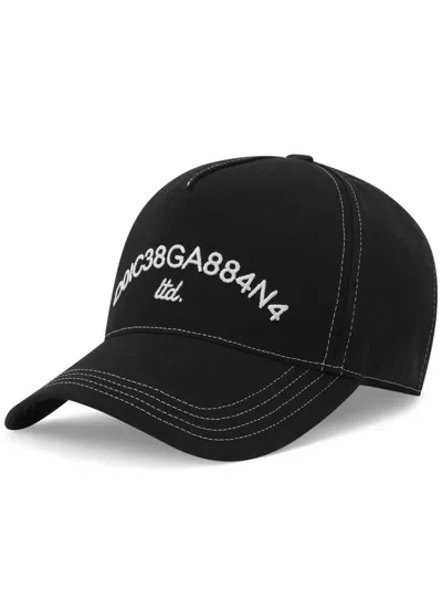 DOLCE & GABBANA BLACK LOGO-EMBROIDERED COTTON CAP