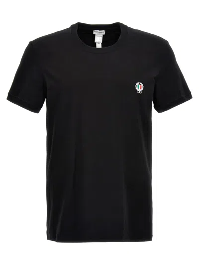 DOLCE & GABBANA BLACK LOGO EMBROIDERED T-SHIRT