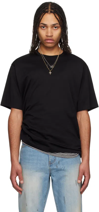 Dolce & Gabbana Black Logo Embroidery Cotton T-shirt In Nero