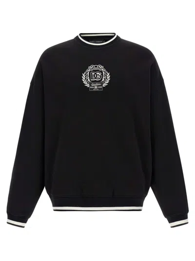 DOLCE & GABBANA BLACK LOGO EMBROIDERY SWEATSHIRT