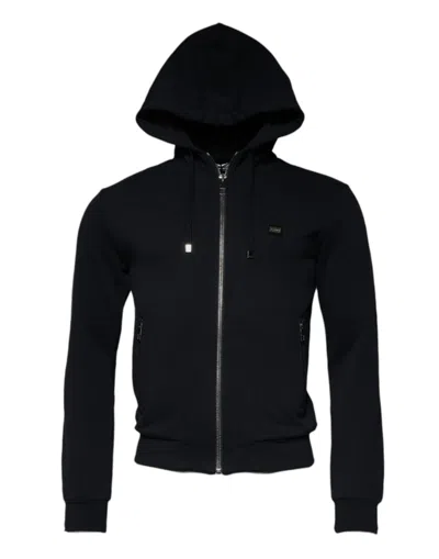 Pre-owned Dolce & Gabbana Black Logo Full Zip Hooded Sweatshirt Men's Sweater ()
