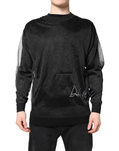 Pre-owned Dolce & Gabbana Black Logo Knitted Crewneck Pullover Men's Sweater ()