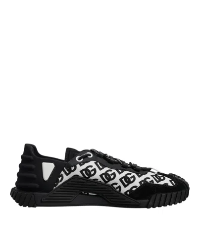 Pre-owned Dolce & Gabbana Black Logo Lace Up Low Top Ns1 Sneakers Men's Shoes () In Multi