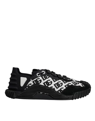 Pre-owned Dolce & Gabbana Black Logo Lace Up Low Top Ns1 Sneakers Men's Shoes () In Multi