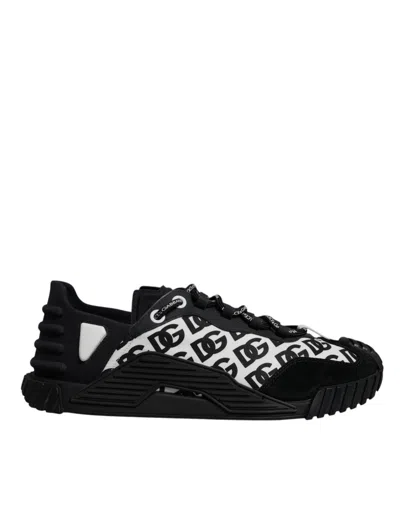 Pre-owned Dolce & Gabbana Black Logo Lace Up Low Top Ns1 Sneakers Men's Shoes ()