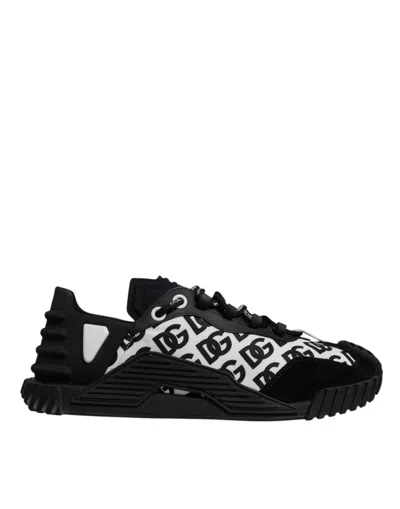 Pre-owned Dolce & Gabbana Black Logo Lace Up Low Top Ns1 Sneakers Men's Shoes () In Multi