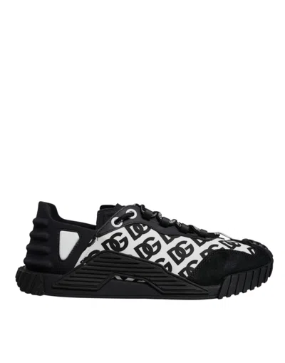 Pre-owned Dolce & Gabbana Black Logo Lace Up Low Top Ns1 Sneakers Men's Shoes () In Multi