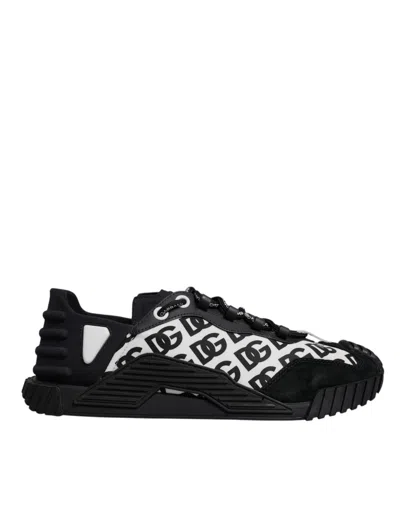 Pre-owned Dolce & Gabbana Black Logo Lace Up Low Top Ns1 Sneakers Men's Shoes () In Multi