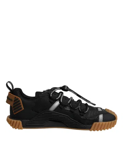 Pre-owned Dolce & Gabbana Black Logo Lace Up Low Top Ns1 Sneakers Men's Shoes () In Multi