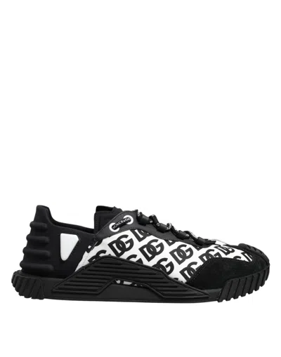 Pre-owned Dolce & Gabbana Black Logo Lace Up Low Top Ns1 Sneakers Men's Shoes () In Multi