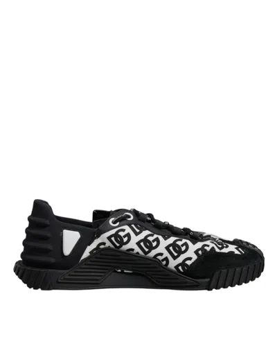 Pre-owned Dolce & Gabbana Black Logo Lace Up Low Top Ns1 Sneakers Men's Shoes () In Multi