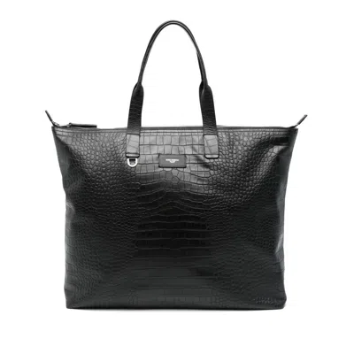Dolce & Gabbana Crocodile-embossed Leather Tote Bag In Black