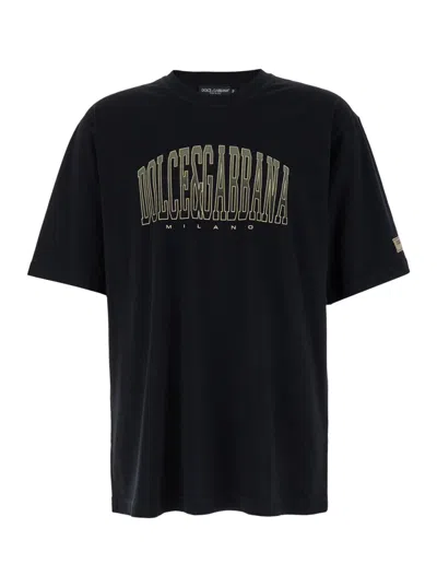 DOLCE & GABBANA BLACK LOGO LETTERING PRINT T-SHIRT