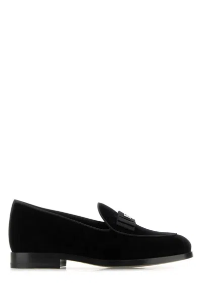 DOLCE & GABBANA BLACK LOGO LOAFERS