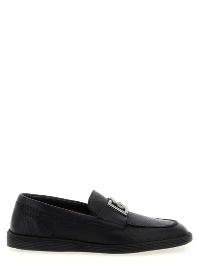 Dolce & Gabbana Black Logo Loafers