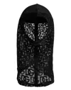 Dolce & Gabbana Black Logo Mesh Cotton Ski Mask Balaclava Hat In Black