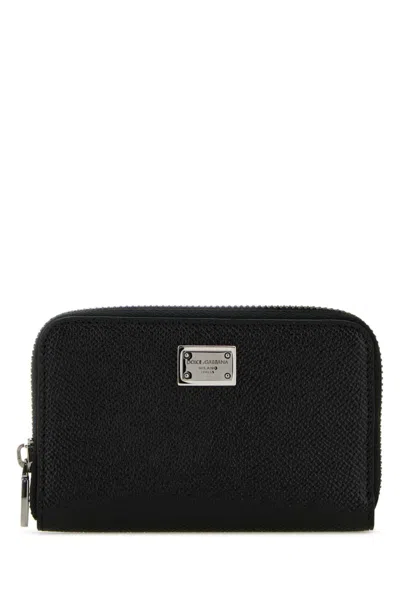 DOLCE & GABBANA BLACK LOGO PATCH WALLET