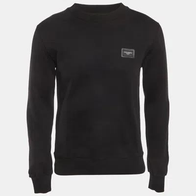 Pre-owned Dolce & Gabbana Black Logo Plaque Cotton Sweatshirt M