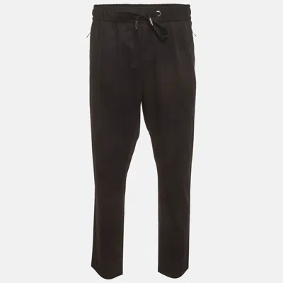 Pre-owned Dolce & Gabbana Black Logo Plaque Cotton Zip-up Joggers Xxxl