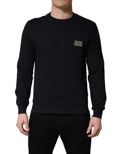 Pre-owned Dolce & Gabbana Black Logo Plaque Jersey Sweatshirt Cotton Men's Sweater ()