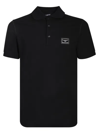 Dolce & Gabbana Black Logo Plaque Piquã¨ Polo