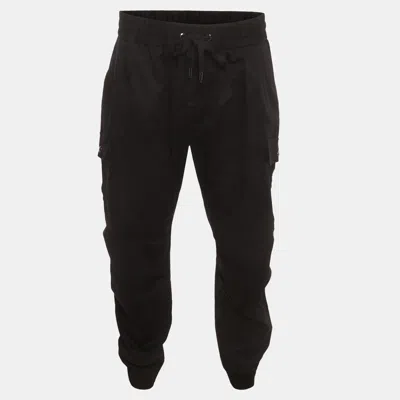 Pre-owned Dolce & Gabbana Black Logo Plaque Stretch Cotton Cargo Pants Xxxl