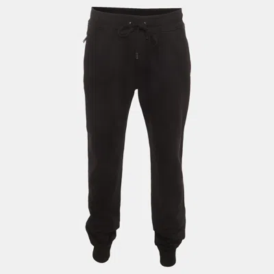 Pre-owned Dolce & Gabbana Black Logo Plaque Stretch Cotton Jogging Trousers 4xl