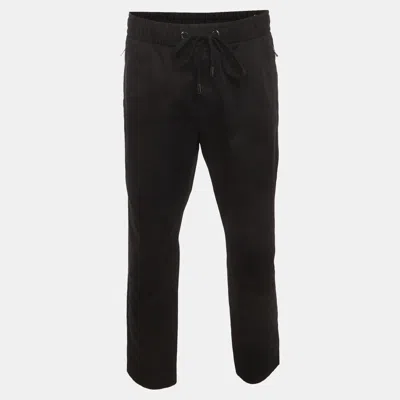 Pre-owned Dolce & Gabbana Black Logo Plaque Stretch Cotton Jogging Pants Xxxl