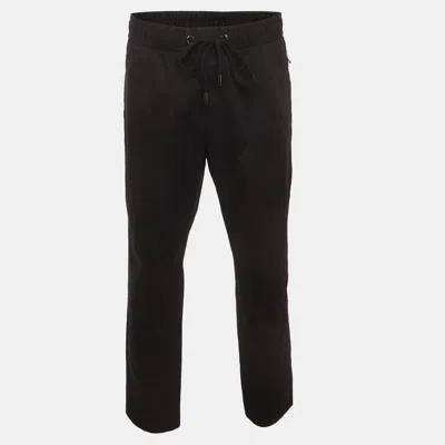 Pre-owned Dolce & Gabbana Black Logo Plaque Stretch Cotton Jogging Pants Xxxl