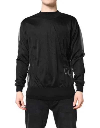 Pre-owned Dolce & Gabbana Black Logo Polyester Crewneck Sweatshirt Men's Sweater ()