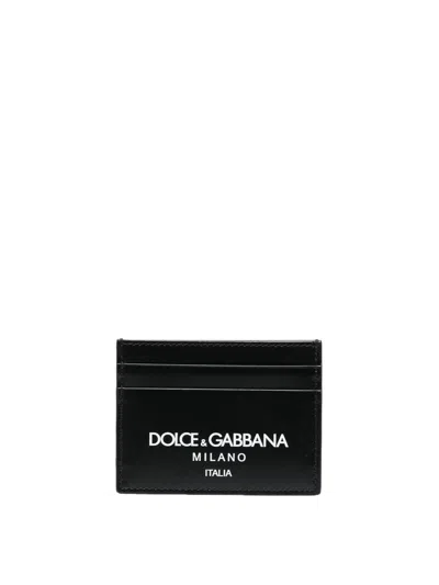 DOLCE & GABBANA BLACK LOGO-PRINT CARD HOLDER