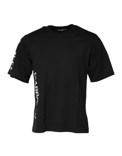 Dolce & Gabbana Black Logo Print Cotton Men Crew Neck T-shirt