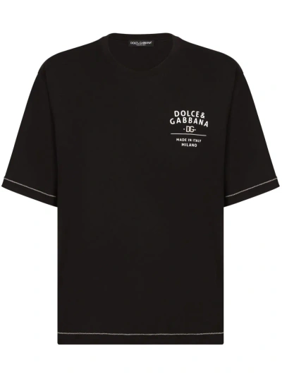 Dolce & Gabbana Black Logo-print Cotton T-shirt