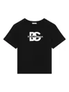 DOLCE & GABBANA BLACK LOGO PRINT COTTON T-SHIRT