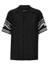 Dolce & Gabbana Black Shirt With Logo Print On The Sleeves In Silk Man In Black
