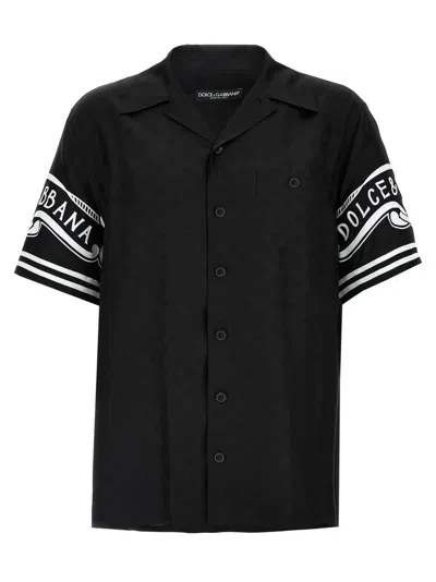 DOLCE & GABBANA BLACK LOGO PRINT SHIRT