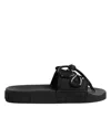 Dolce & Gabbana Black Logo Print Slides Beachwear Shoes In Black