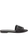 Dolce & Gabbana Dolce&gabbana Women Dg Logo Rubber Beachwear Sliders In Black