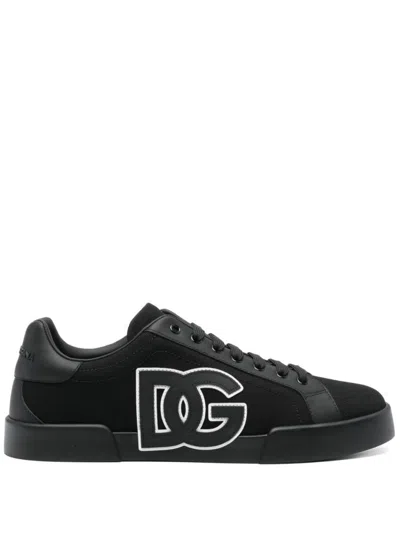 DOLCE & GABBANA BLACK LOGO SNEAKERS