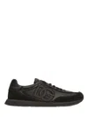 Dolce & Gabbana Round Toe Leather Sneakers With Suede Accents In Black