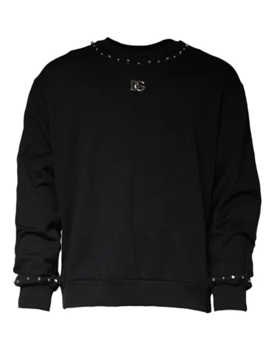 Pre-owned Dolce & Gabbana Black Logo Stud Pullover Sweatshirt Men's Sweater ()
