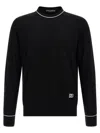 Dolce & Gabbana Logo Crew Neck Sweater With Contrasting Trims In Black