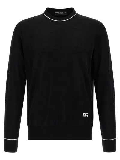 DOLCE & GABBANA BLACK LOGO SWEATER