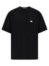 Dolce & Gabbana Cotton T-shirt With Metal Plaque Featuring Front Logo In Black