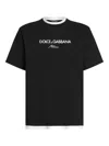 Dolce & Gabbana Logo-embroidered Layering Cotton T-shirt In Black