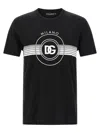 Dolce & Gabbana Black Cotton T-shirt With Large Interlocking Logo Print In Black
