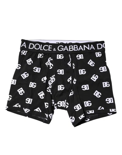 Dolce & Gabbana Black Logo Waist Regular Boxer Brief Underwear