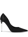 Dolce & Gabbana Silk Satin Pointed Toe Pumps With Transparent Stiletto Heel In Black